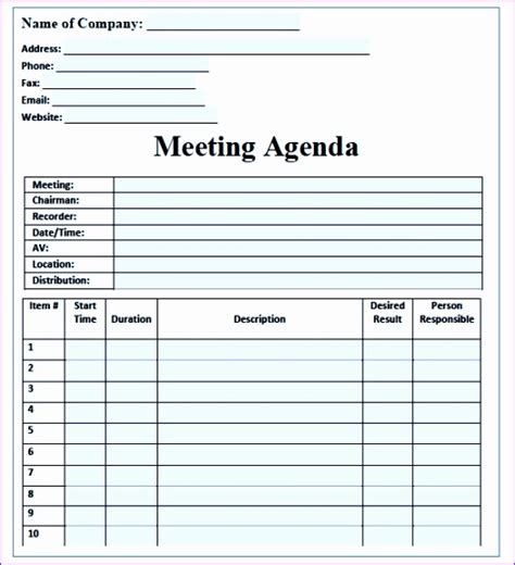 12 Excel Meeting Agenda Template - Excel Templates - Excel Templates