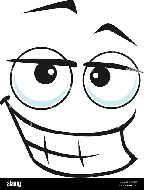 Cartoon face with wide lustful smile, vector ogle facial expression ...