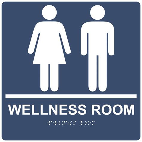 Square Ada Wellness Room Braille Sign With Symbol Rre 50820 99 Whtonnavy