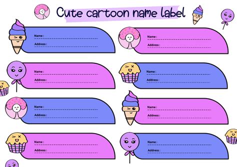 Name Tag Cartoon Blue Purple Template | PSD Free Download - Pikbest