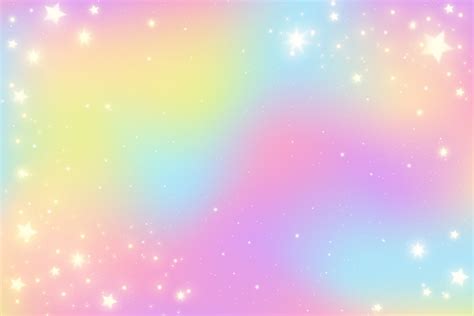 Rainbow Unicorn Pastel Background With Glitter Stars Pink Fantasy Sky