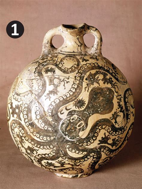 Marine Style Octopus Flask From Palaikastro Crete Greece Ca 1450