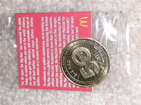 New Rare Mcdonalds 50 Years Of Big Mac Anniversary Coin 1978 1988