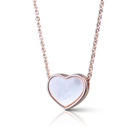 Mother Of Pearl Heart Necklace Rosegold ⋆ Amanda Blu And Co