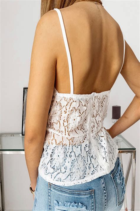 Us 4 98 White Lace Crochet Spaghetti Straps Tank Top Wholesale Online