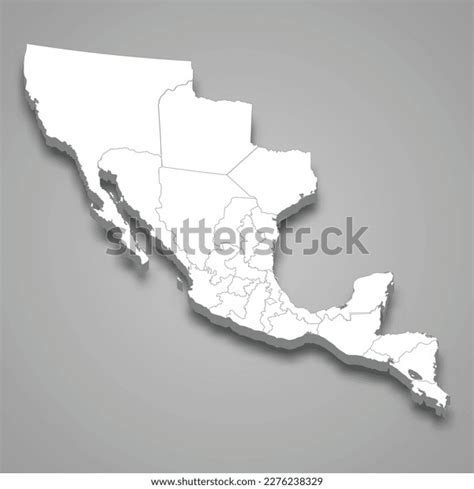 3d Isometric Map Mexican Empire Isolated Stock Vector (Royalty Free ...