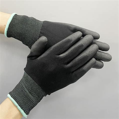 Antistatic PU Plam Coated Glove Carbon Fiber ESD Pu Top Fitted Gloves