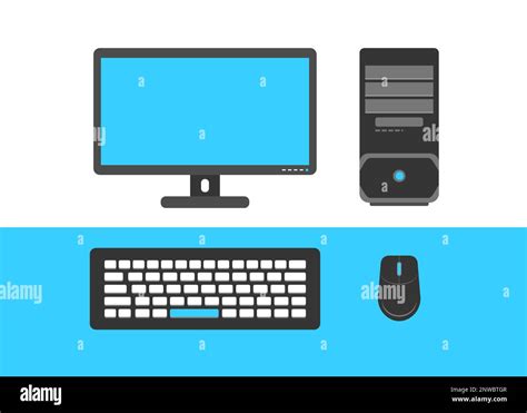 Computer Desktop Monitor Keyboard Mouse On A Desk Vector Illustration Stock Vector Image & Art ...