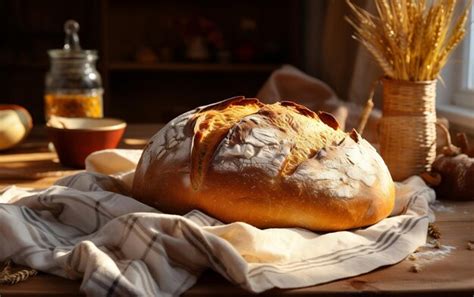 Premium Ai Image Homemade Delight Freshly Baked Traditional Bread