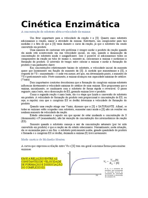 PDF Resumo CinÃtica EnzimÃtica DOKUMEN TIPS