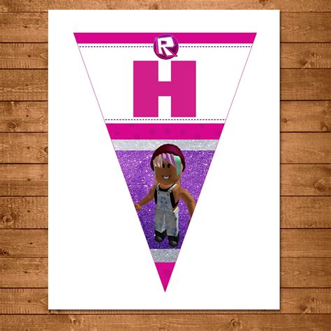 Girl Roblox Birthday Banner Pink Roblox Banner Roblox Etsy Espa A