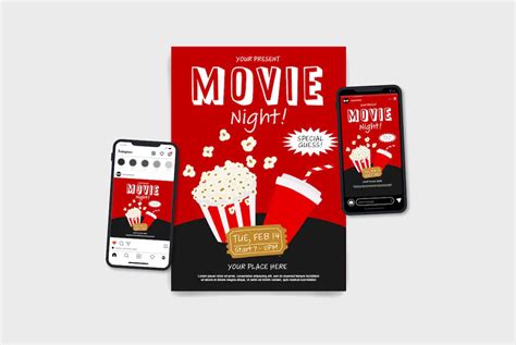 Movie Night Flyer Template Graphics Youworkforthem