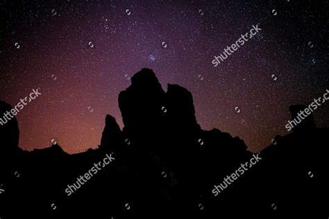 Roque Cinchado Teide Vulcano Starry Sky Editorial Stock Photo Stock