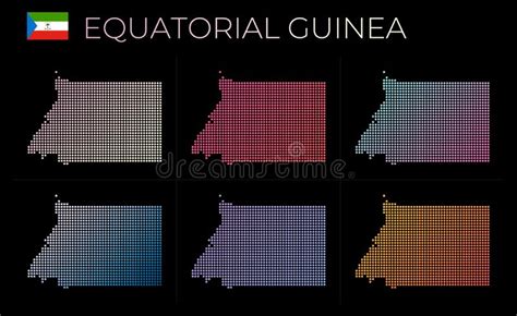 Equatorial Guinea Dotted Map Set Stock Vector Illustration Of