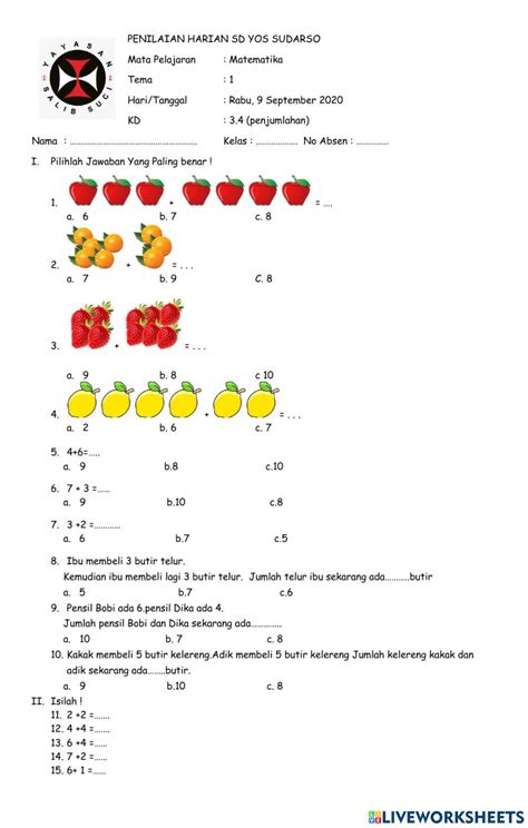 Latihan Livwworkseet Worksheet Live Worksheets