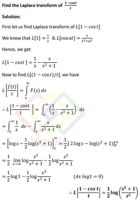 Find The Laplace Transform Of Cost T Yawin