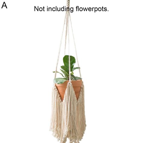 Mdesiwst Hanging Planter With Tassels Hand Woven Cotton Flower Pots