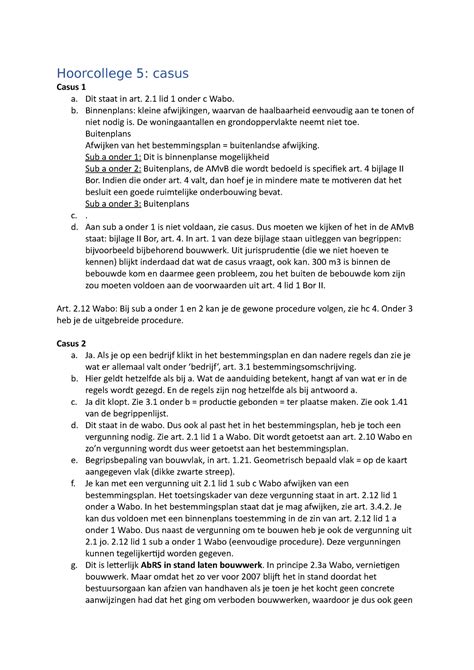 Hoorcollege 5 Opdrachten Van Bestuursrecht Omtrent Bestemmingsplan In