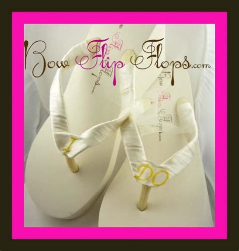 Bridal Flip Flops Wedding Flip Flops Ivory Wedge White Ribbon Bow Satin