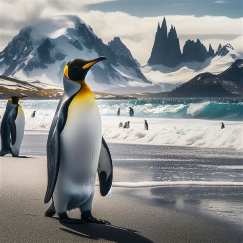 Premium Ai Image King Penguin On The Beach At Volunteer Point