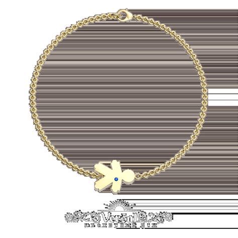 Женский золотой браслет с мальчиком, сапфир, 585 проба