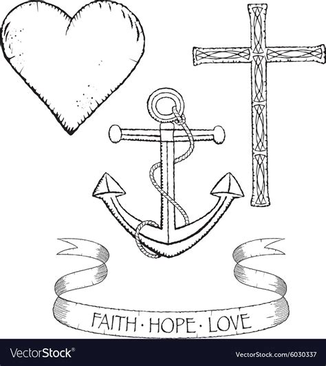 Symbols for faith hope and love Royalty Free Vector Image