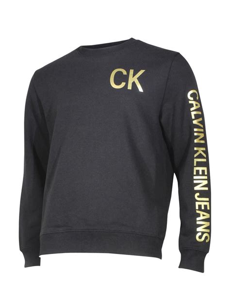 Calvin Klein Mens Iconic Logo White Long Sleeve Crew Neck Sweatshirt