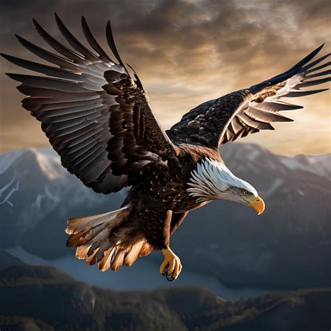 Premium Photo A Majestic Eagle Soaring Through The Sky Macro Photograph