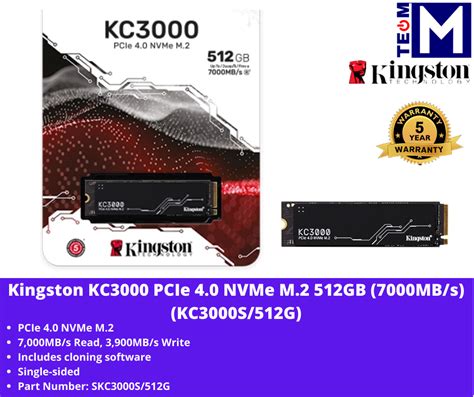 Kingston 512GB KC3000 PCIe 4 0 NVMe M 2 SSD 7 000MB S Read 3 900MB S