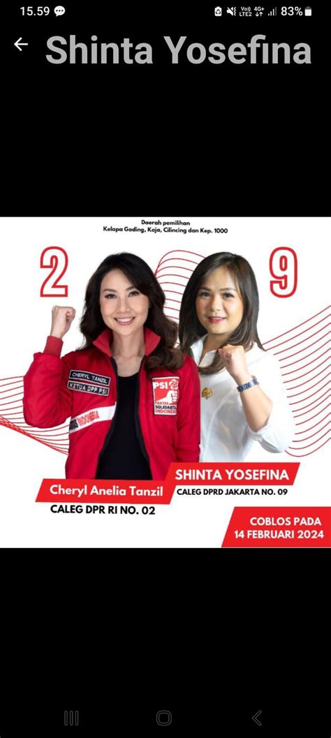 CALEG PARTAI SOLIDARITASINDONESIA PSI CHERYL ANELIA TANSIL DPR RI