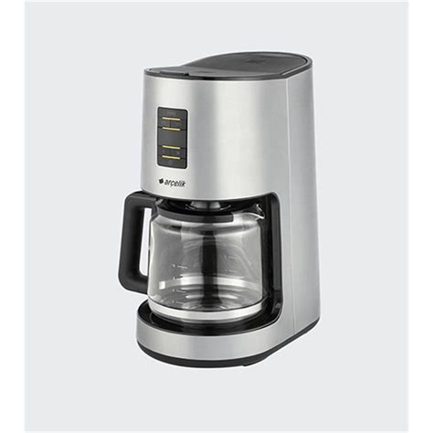 A Silver Coffee Maker Sitting On Top Of A Counter