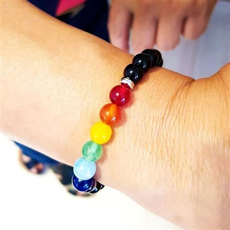 Chakra Kraft Armband Mit 7 Chakren In Onyx Und Quarz Stein Perlen