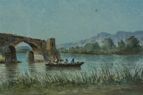 Proantic Paul Seignon Tableau Ancien Aquarelle Avignon Le Pont Saint