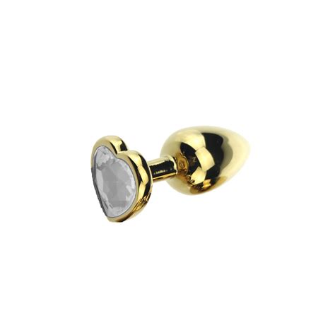 RY016B Plug Anal de Metal Gold Formato de Coração Tamanho P