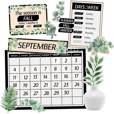 Classroom Calendar Bulletin Board Set Greenery Calendar Set Teacher