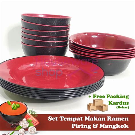 Jual 1Set Isi 18 Pcs Paket Piring Mix Mangkok Ramen Mie Mangkuk