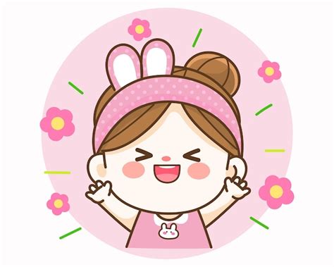 Premium Vector Cheerful Happy Cute Girl Hand Drawn Cartoon Art