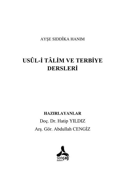 PDF USÛL İ TÂLİM VE TERBİYE DERSLERİ