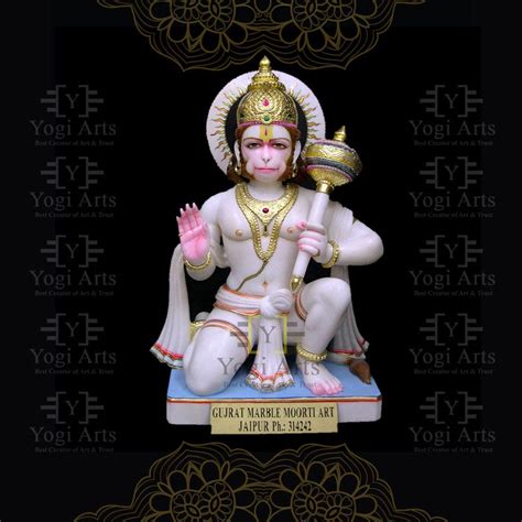 Colourful Marble Hanuman Ji Statue - statuearts - Medium