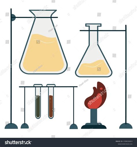 Set Laboratory Glassware Burner Flame On Stock Vector Royalty Free