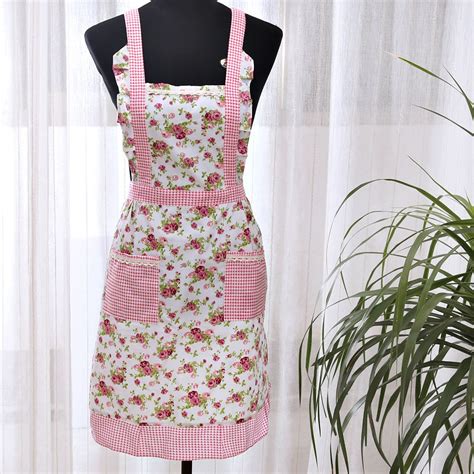 Cotton Adjustable Bib Apron With 2 Pockets Cooking Kitchen Aprons For