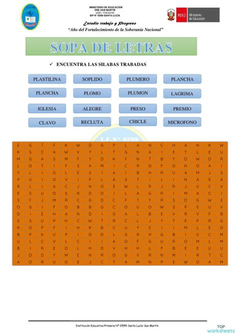 Sopa De Silabas Trabadas Ficha Interactiva Topworksheets