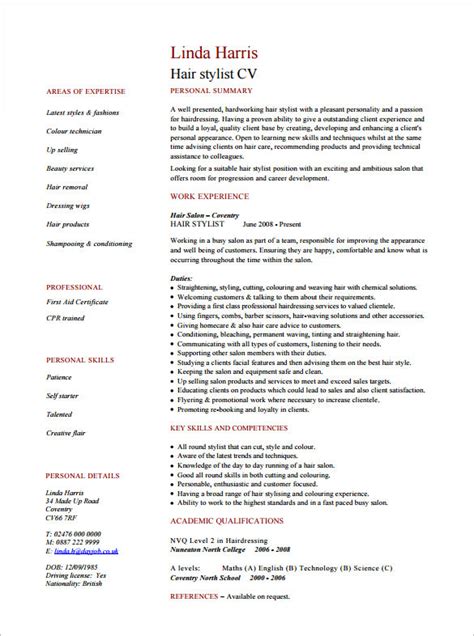 8 Hair Stylist Resume Templates Doc Pdf