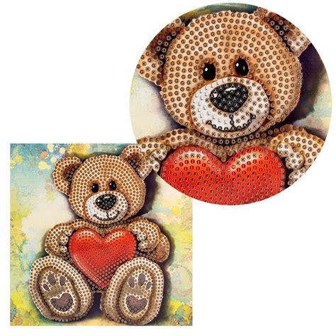 Diamond Painting Gru Karte Strass Teddyb R Mit Herz Cm X Cm