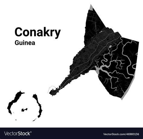 Conakry guinea map detailed black map of Vector Image