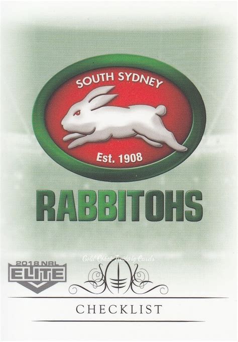 Nrl Elite Common Card Base Checklist Logo South Sydney