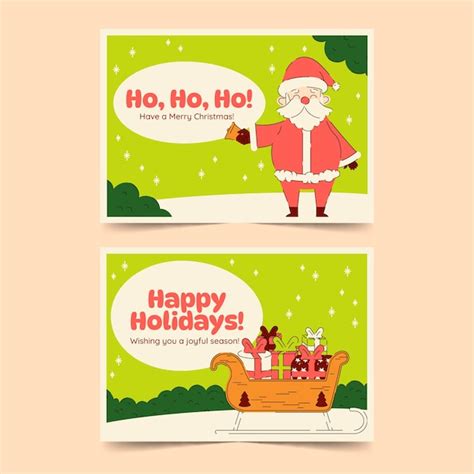 Premium Vector Flat Christmas Greeting Cards Set