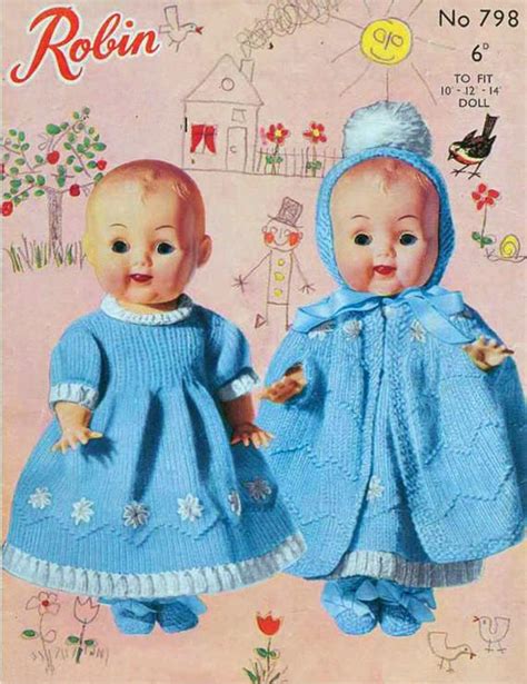 Pdf Vintage S Doll Clothes Knitting Pattern Robin Cape Etsy