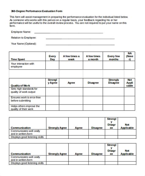 360 Feedback Template Free Download Printable Templates