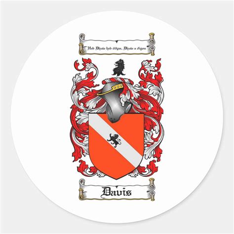 DAVIS FAMILY CREST - DAVIS COAT OF ARMS CLASSIC ROUND STICKER | Zazzle